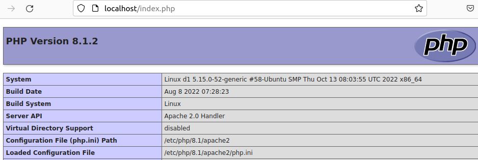 Apache PhpInfo() Output Example