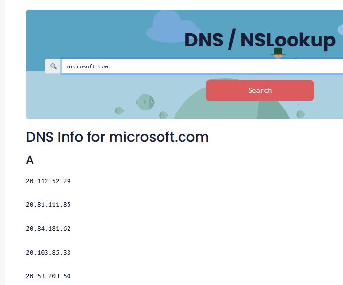 Microsoft.com DNS info using freeservermonitor.com DNS Lookup tool.