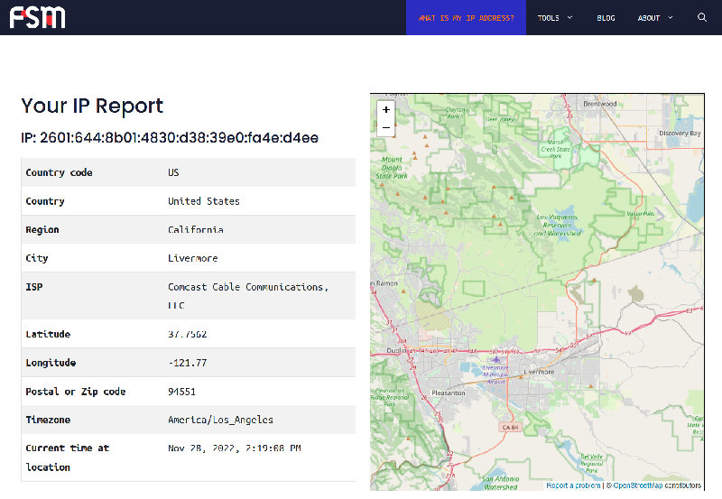 Find out what is my ip address on FreeServerMonitor.com