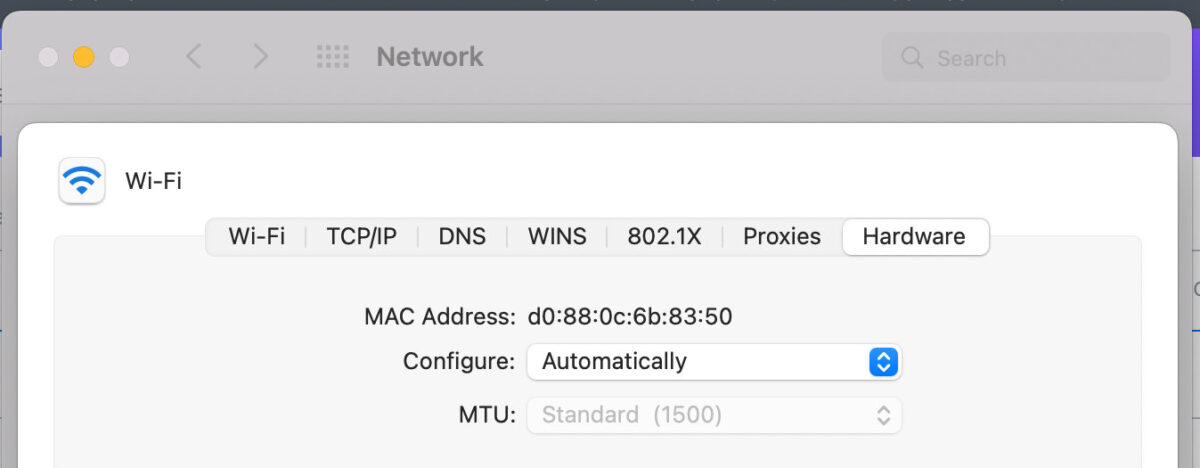 View MAC Address on MacOS
