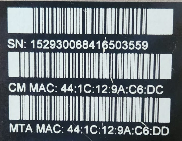 MAC address label on hardware device