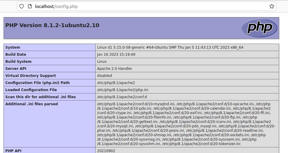 Ubuntu Apache and PHPInfo Page