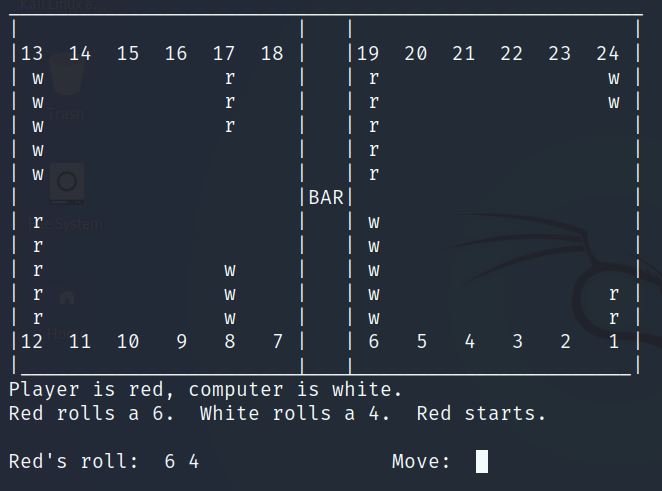 Linux Backgammon Game